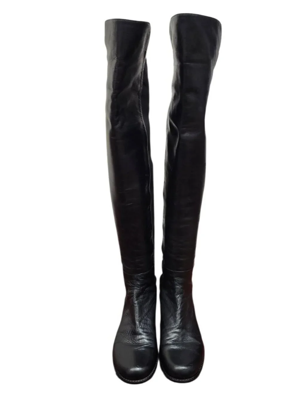 Stuart Weitzman 5050 Over The Knee Boots Black Leather Stretch Back Size 8 M